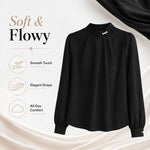 Camicetta donna chiffon maniche lunghe collo alto XXL