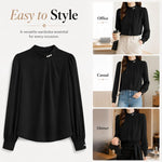 Camicetta donna chiffon maniche lunghe collo alto XXL