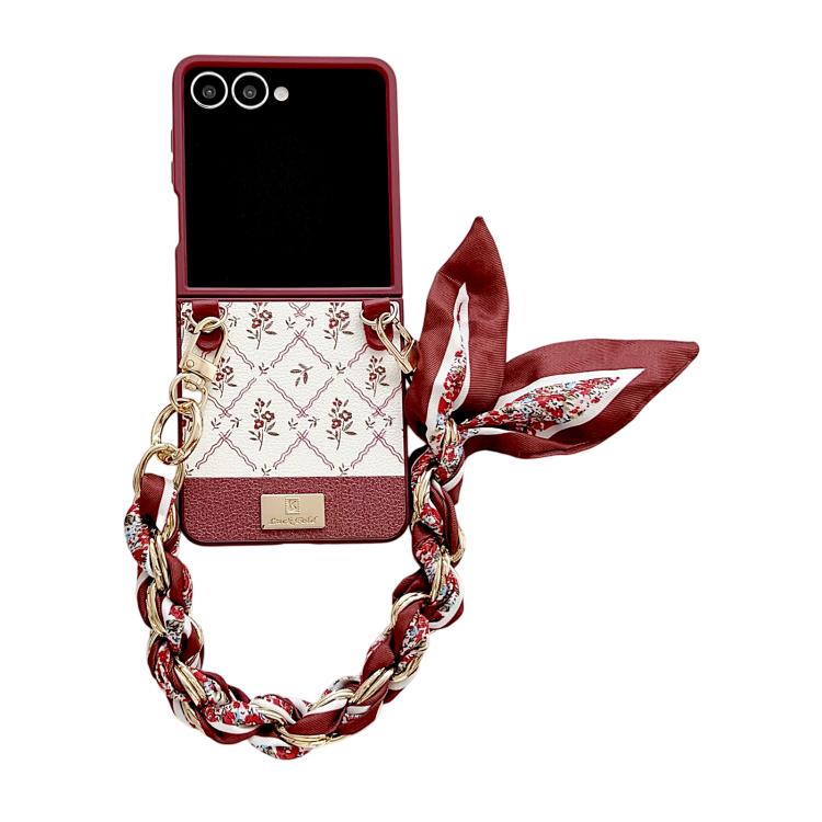 Custodia per telefono con ciondolo a forma di fiore portafortuna e braccialetto, For Galaxy Z Flip8 5G
