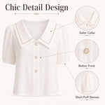 Camicetta donna in chiffon maniche corte colletto marinara