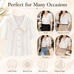 Camicetta donna in chiffon maniche corte colletto marinara