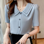 Camicetta donna in chiffon maniche corte colletto marinara
