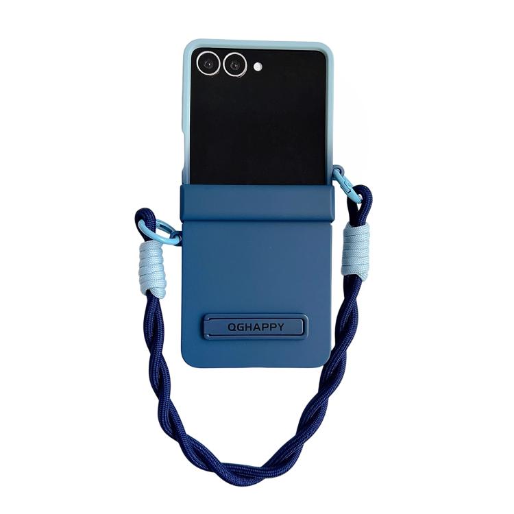 Custodia per telefono con clip laterale e cinturino da polso in policarbonato sfumato effetto pelle., For Galaxy Z Flip8 5G