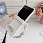Custodia per telefono con clip laterale e cinturino da polso in policarbonato sfumato effetto pelle., For Galaxy Z Flip8 5G