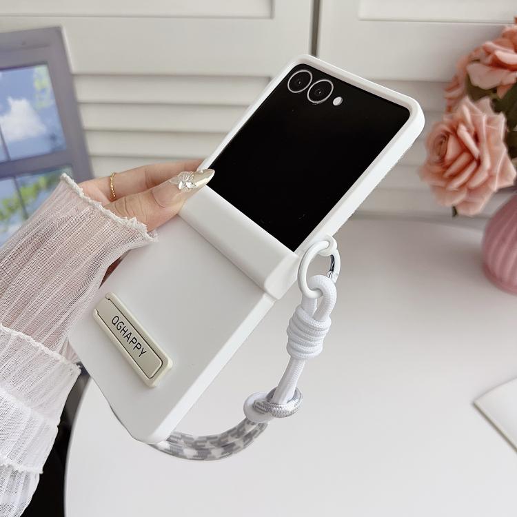 Custodia per telefono con clip laterale e cinturino da polso in policarbonato sfumato effetto pelle., For Galaxy Z Flip8 5G