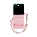 Custodia per telefono con clip laterale e cinturino da polso in policarbonato sfumato effetto pelle., For Galaxy Z Flip8 5G
