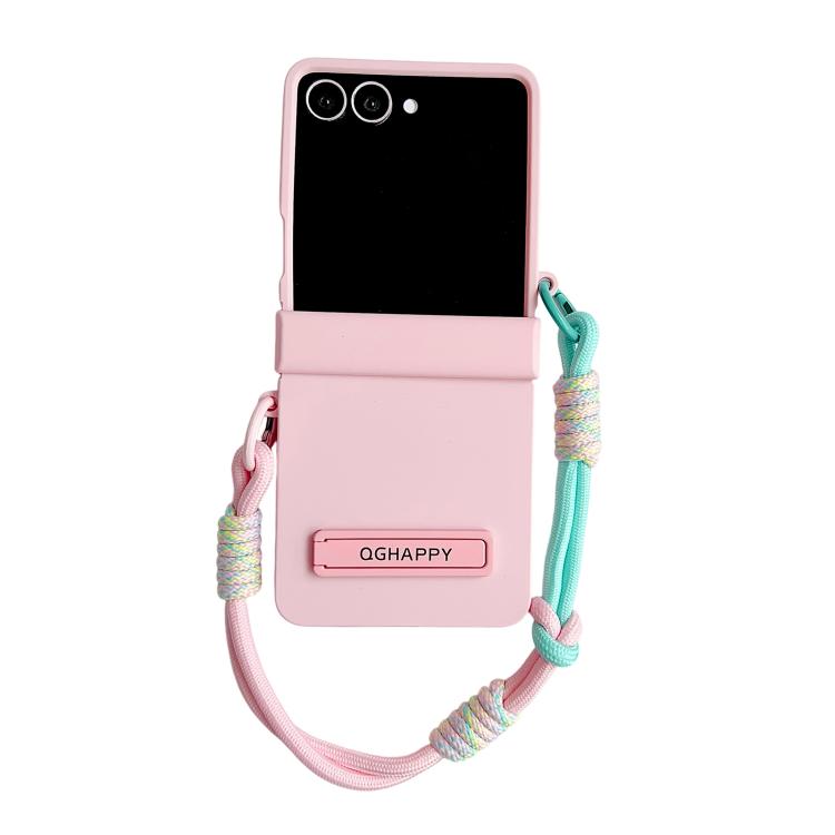 Custodia per telefono con clip laterale e cinturino da polso in policarbonato sfumato effetto pelle., For Galaxy Z Flip8 5G