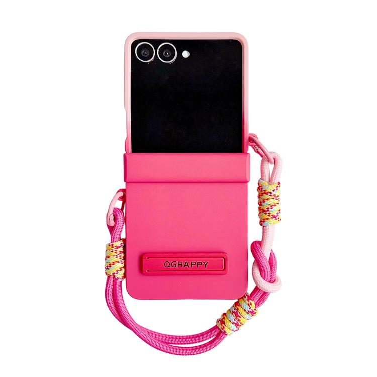 Custodia per telefono con clip laterale e cinturino da polso in policarbonato sfumato effetto pelle., For Galaxy Z Flip8 5G