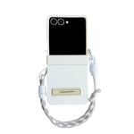 Custodia per telefono con clip laterale e cinturino da polso in policarbonato sfumato effetto pelle., For Galaxy Z Flip8 5G