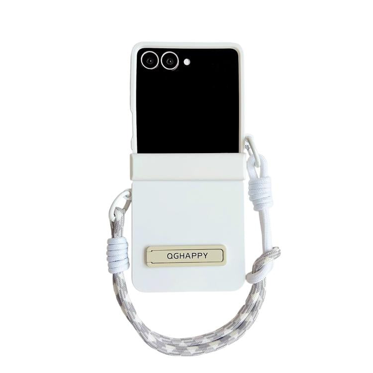 Custodia per telefono con clip laterale e cinturino da polso in policarbonato sfumato effetto pelle., For Galaxy Z Flip8 5G