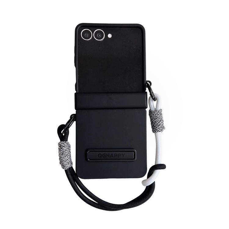 Custodia per telefono con clip laterale e cinturino da polso in policarbonato sfumato effetto pelle., For Galaxy Z Flip8 5G