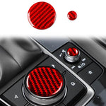 Per Mazda CX-50 2022-2024, set da 2 pezzi di adesivi in fibra di carbonio per pomello del sistema multimediale dell'auto., Multimedia Knob