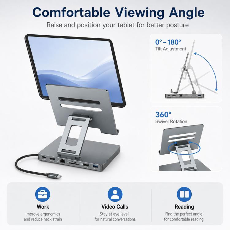 Blueendless ST706 7 in 1 Docking station multifunzionale 4K 30Hz con supporto per tablet, ST706