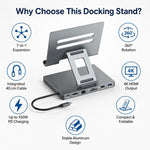 Blueendless ST706 7 in 1 Docking station multifunzionale 4K 30Hz con supporto per tablet, ST706