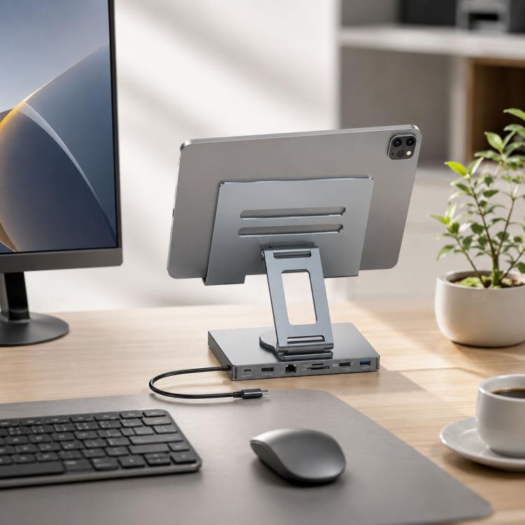 Blueendless ST706A 7 in 1 4K 30Hz Docking station multifunzionale con supporto per tablet girevole a 360 gradi, ST706A