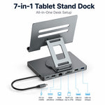 Blueendless ST706A 7 in 1 4K 30Hz Docking station multifunzionale con supporto per tablet girevole a 360 gradi, ST706A