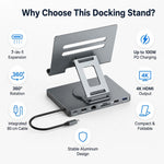 Blueendless ST706A 7 in 1 4K 30Hz Docking station multifunzionale con supporto per tablet girevole a 360 gradi, ST706A