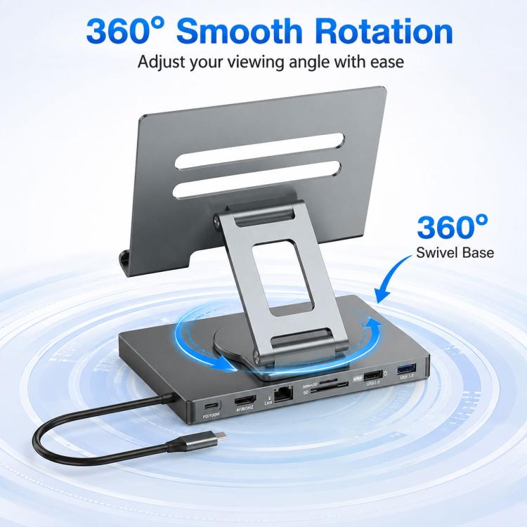 Blueendless ST706A 7 in 1 4K 30Hz Docking station multifunzionale con supporto per tablet girevole a 360 gradi, ST706A
