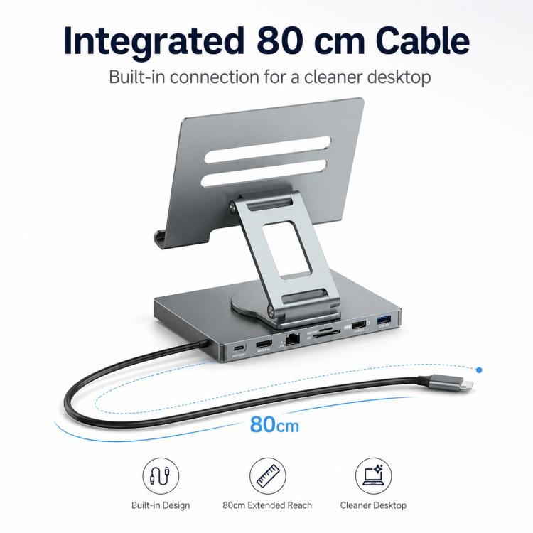 Blueendless ST706A 7 in 1 4K 30Hz Docking station multifunzionale con supporto per tablet girevole a 360 gradi, ST706A