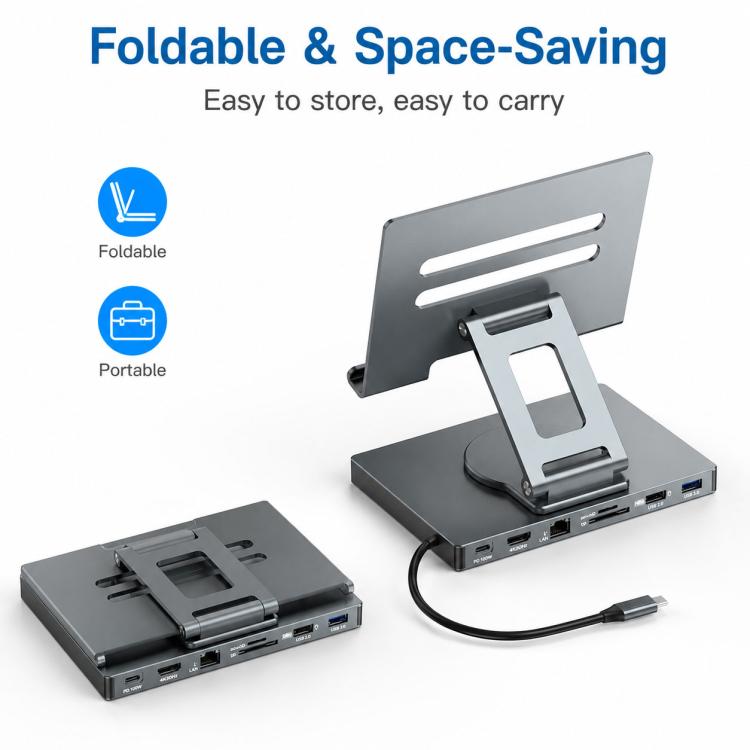 Blueendless ST706A 7 in 1 4K 30Hz Docking station multifunzionale con supporto per tablet girevole a 360 gradi, ST706A