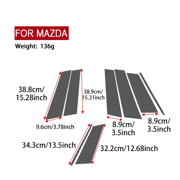 Adesivi in stile carbonio per montante B dell'auto, modello Mazda CX-50 2022-2024, 8 pezzi/set., B-Pillar Carbon Patterned Style