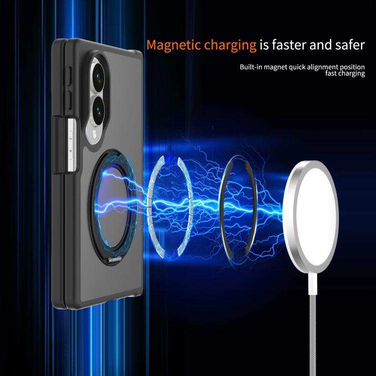 Custodia magnetica con supporto girevole Skin Feel per telefono, For Galaxy Z Fold8 5G, For Galaxy Z Fold8 Ultra 5G