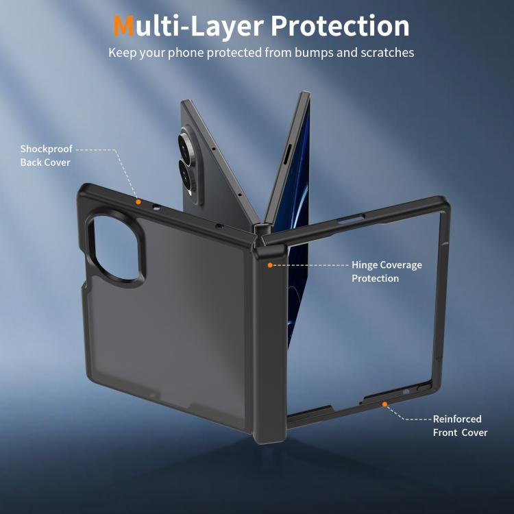 Cover per telefono ibrida in TPU e PC con cerniera, effetto pelle e colori a contrasto., For Galaxy Z Fold8 5G, For Galaxy Z Fold8 Ultra 5G, For Galaxy Z Flip8 5G