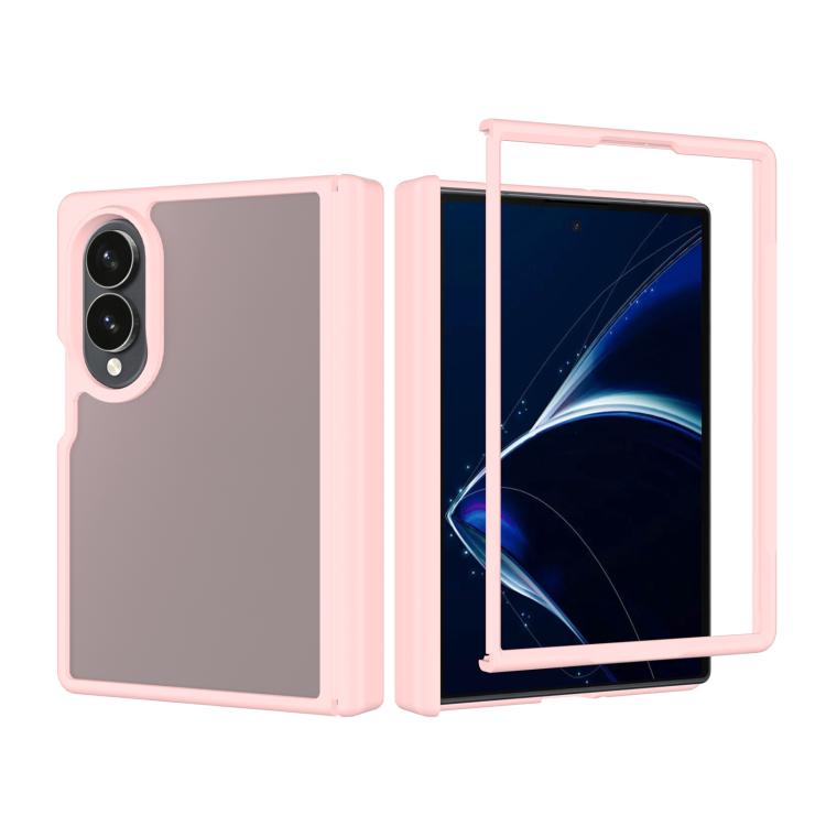 Cover per telefono ibrida in TPU e PC con cerniera, effetto pelle e colori a contrasto., For Galaxy Z Fold8 5G, For Galaxy Z Fold8 Ultra 5G, For Galaxy Z Flip8 5G