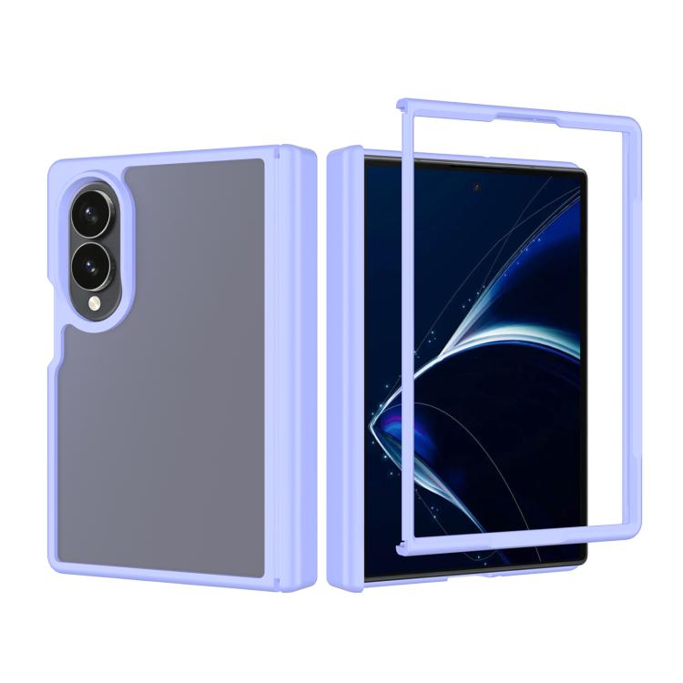 Cover per telefono ibrida in TPU e PC con cerniera, effetto pelle e colori a contrasto., For Galaxy Z Fold8 5G, For Galaxy Z Fold8 Ultra 5G, For Galaxy Z Flip8 5G