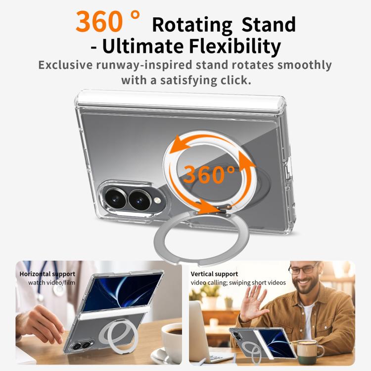 Custodia magnetica trasparente antigraffio con supporto girevole e cerniera per telefono., For Galaxy Z Fold8 5G, For Galaxy Z Fold8 Ultra 5G, For Galaxy Z Flip8 5G