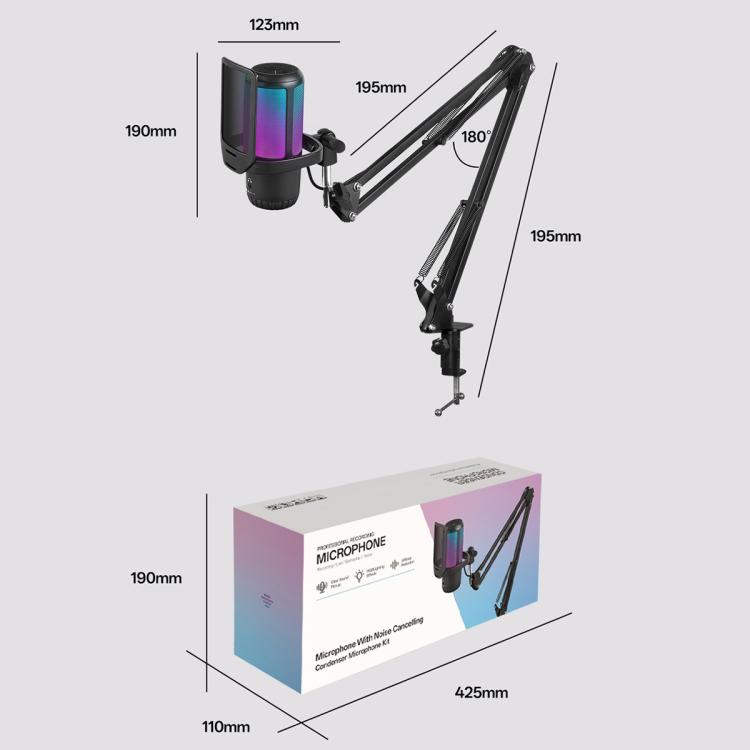 APK005 Microfono a condensatore cantilever con riduzione intelligente del rumore AI