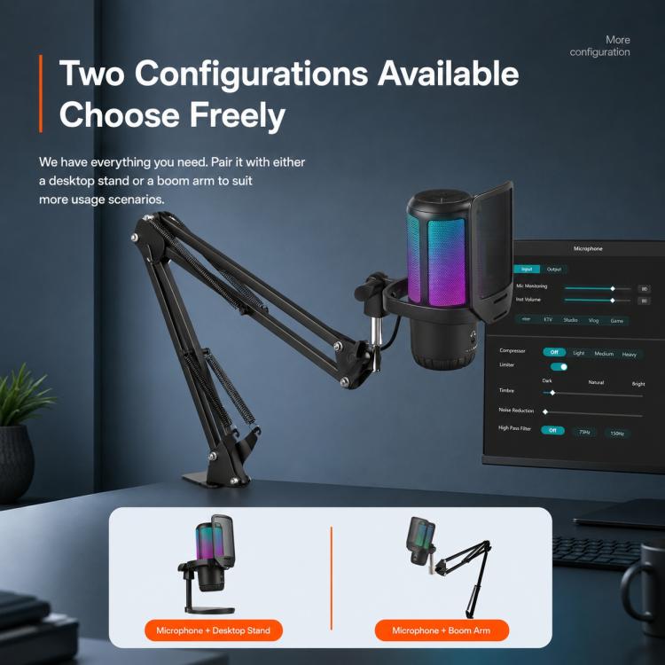 APK005 Microfono a condensatore cantilever con riduzione intelligente del rumore AI