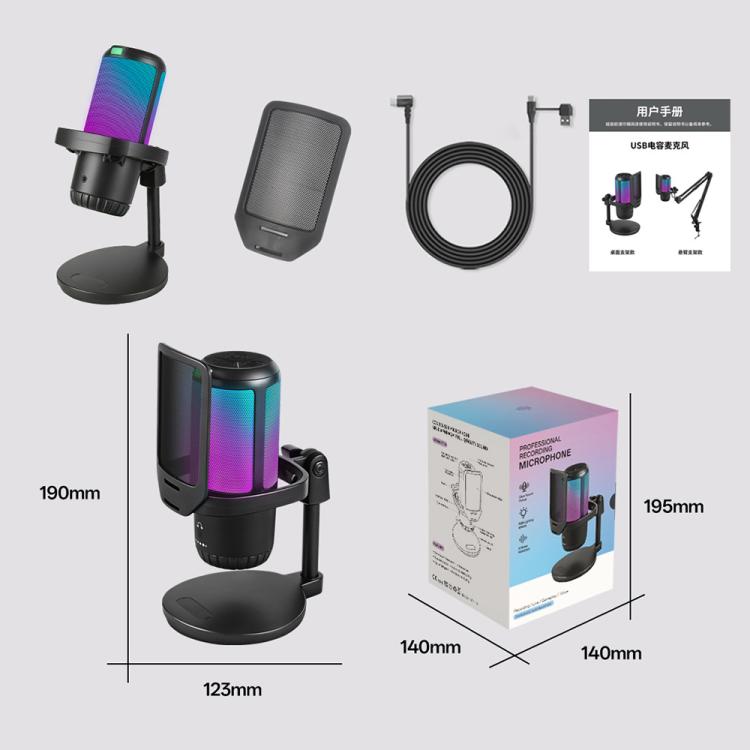APK005 Microfono a condensatore da tavolo con riduzione intelligente del rumore tramite IA