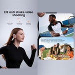 Cuffie intelligenti E12 con intelligenza artificiale, fotocamera HD da 8 MP, registrazione video e assistente vocale AI.