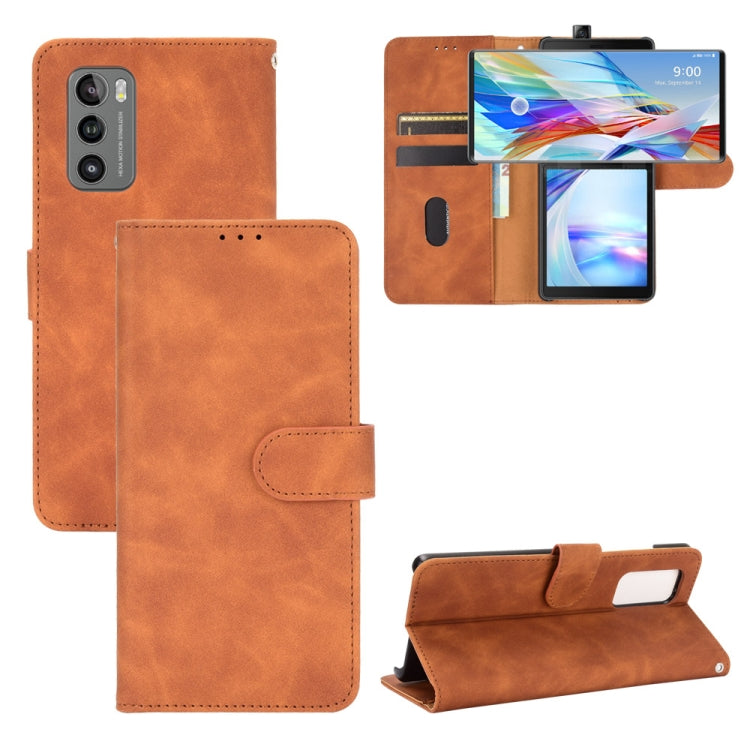 Tinta unita Skin Feel Fibbia magnetica Flip orizzontale Custodia in pelle PU con struttura in vitello con supporto e slot per schede e portafoglio, For LG K42, For LG Wing 5G, For OPPO Realme V5 / Realme Q2, For Wiko View5 Plus                         ...