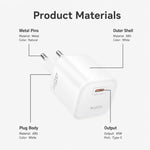 Caricabatterie rapido Yesido PD45W GaN Type-C con cavo da Type-C a Type-C, EU Plug, UK Plug, US Plug