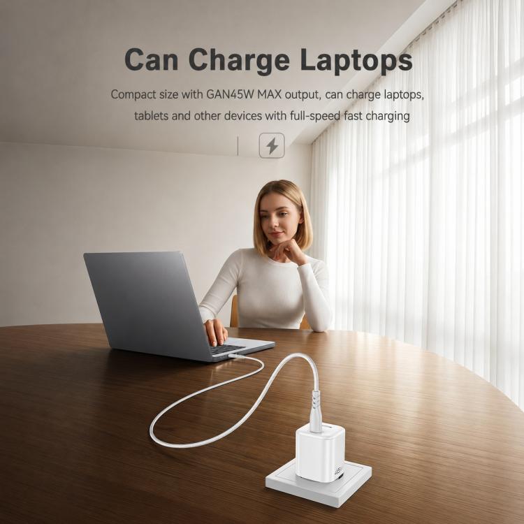 Caricabatterie rapido Yesido PD45W GaN Type-C con cavo da Type-C a Type-C, EU Plug, UK Plug, US Plug