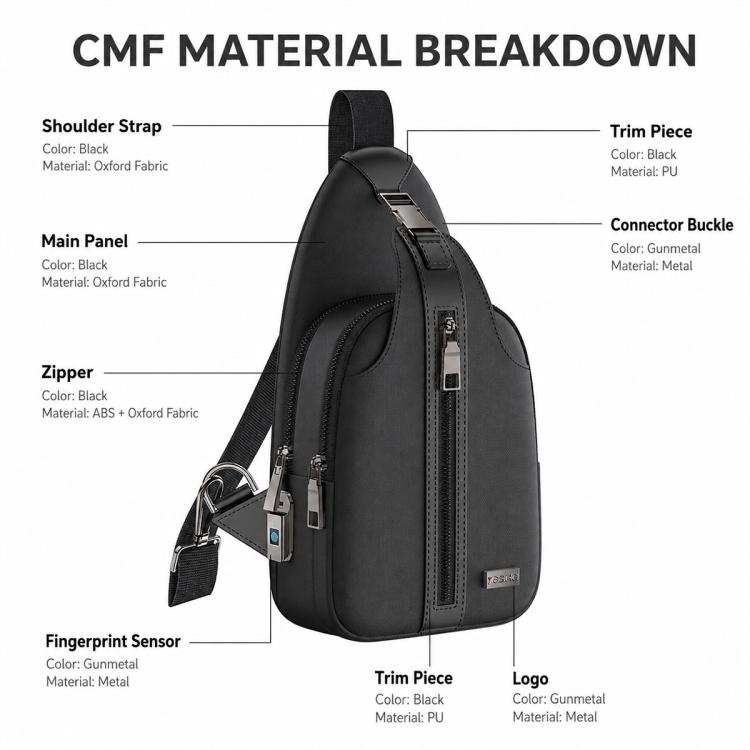 Borsa a tracolla Yesido WB64 con chiusura a impronta digitale