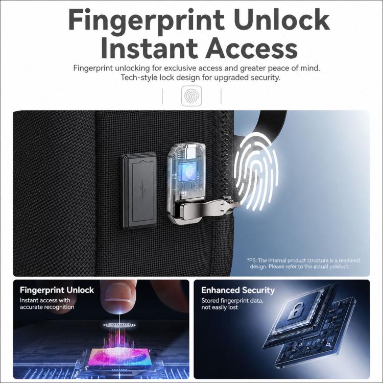 Zaino intelligente Yesido WB65 con blocco a impronta digitale