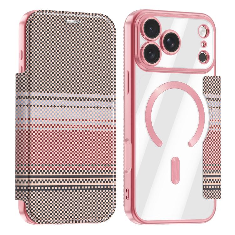 Custodia per telefono in ecopelle con protezione RFID magnetica a quadri colorati., For iPhone 17 Pro Max, For iPhone 17 Pro