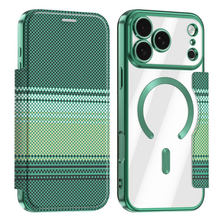 Custodia per telefono in ecopelle con protezione RFID magnetica a quadri colorati., For iPhone 17 Pro Max, For iPhone 17 Pro