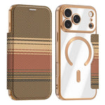 Custodia per telefono in ecopelle con protezione RFID magnetica a quadri colorati., For iPhone 17 Pro Max, For iPhone 17 Pro