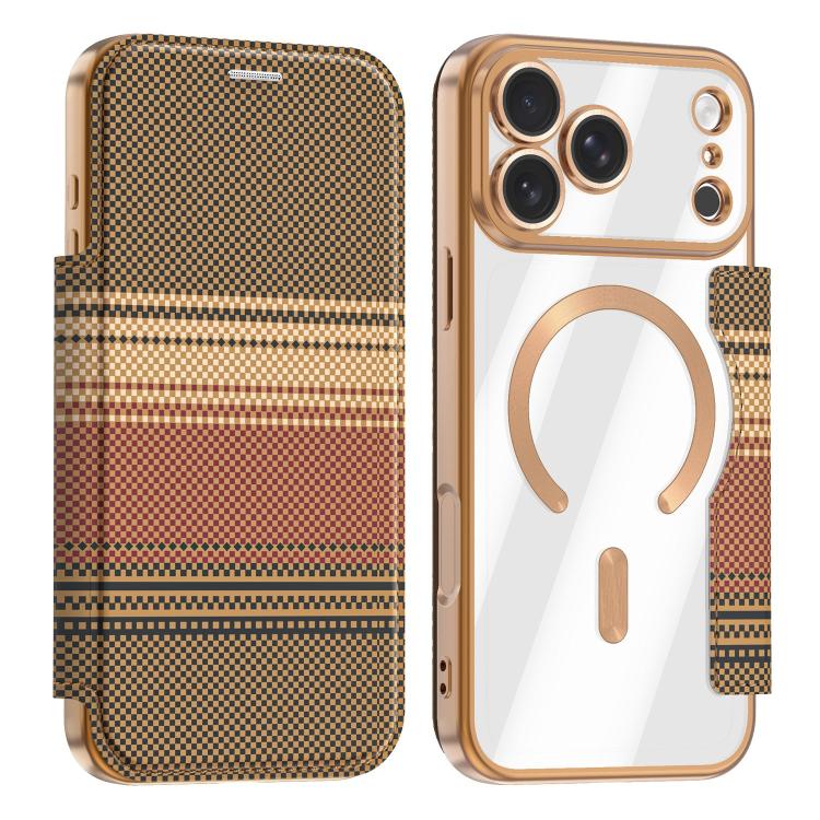 Custodia per telefono in ecopelle con protezione RFID magnetica a quadri colorati., For iPhone 17 Pro Max, For iPhone 17 Pro
