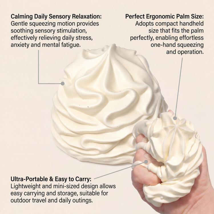 Giocattolo antistress in silicone bianco cremoso 8cm