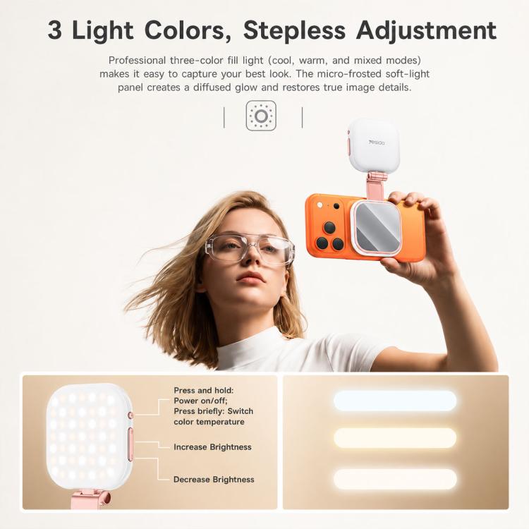 Supporto magnetico per telefono Yesido DH18 con luce di riempimento e specchio, DH18