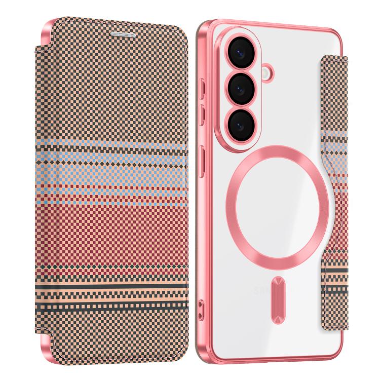 Custodia per telefono in ecopelle con protezione RFID magnetica a quadri colorati., For Galaxy S26+ 5G, For Galaxy S26 Ultra 5G, For Galaxy S26 5G