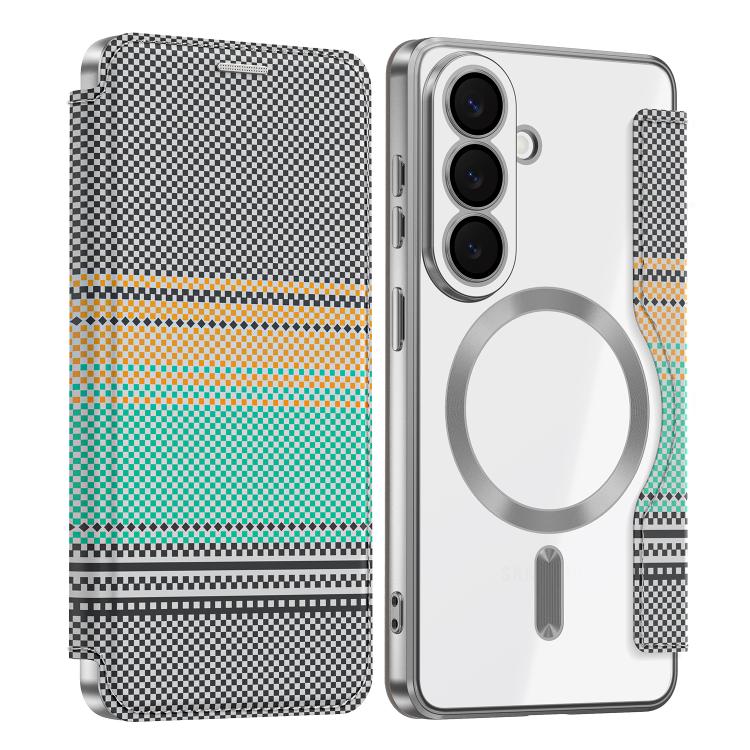 Custodia per telefono in ecopelle con protezione RFID magnetica a quadri colorati., For Galaxy S26+ 5G, For Galaxy S26 Ultra 5G, For Galaxy S26 5G
