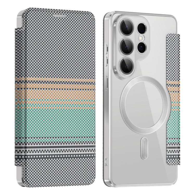 Custodia per telefono in ecopelle con protezione RFID magnetica a quadri colorati., For Galaxy S26+ 5G, For Galaxy S26 Ultra 5G, For Galaxy S26 5G