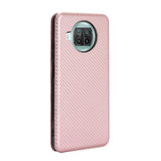 Struttura in fibra di carbonio Flip orizzontale magnetico Custodia in pelle TPU + PC + PU con slot per schede, For Xiaomi Mi 10T Lite