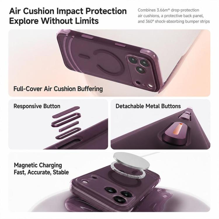 QN2 Custodia per telefono antiurto magnetica con airbag, delicata sulla pelle., For iPhone 18 Pro, For iPhone 18 Pro Max, For iPhone 17 Pro Max, For iPhone 17 Pro